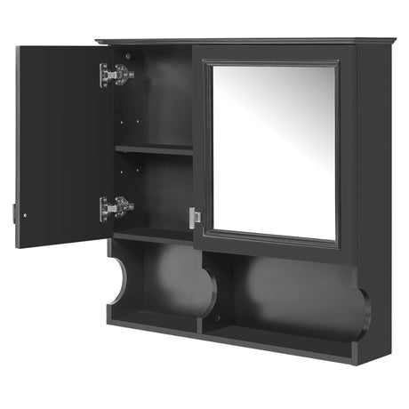 Wall Mounted Mirror Medicine Cabinet, Bathroom Storage With Doors And Open Shelves HouseOfZazla