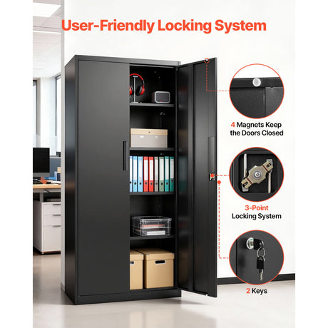 Metal Storage Cabinet, 68.9 in Lockable Steel Garage Cabinet HouseOfZazla