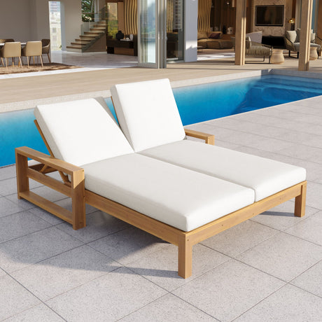 Outdoor Double Lounge Chair With 5 Position Adjustable Backrest HouseOfZazla