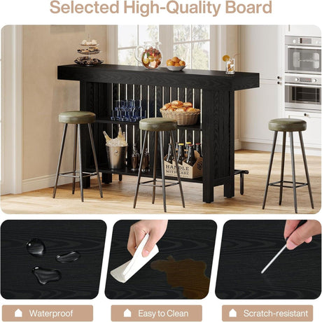 2 Tier Mini Bar Table For Kitchen - Black HouseOfZazla