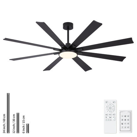 Large Ceiling Fan With Dimmable LED Light 8 Blades Remote Control, Reversible DC Motor HouseOfZazla