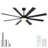 Large Ceiling Fan With Dimmable LED Light 8 Blades Remote Control, Reversible DC Motor HouseOfZazla