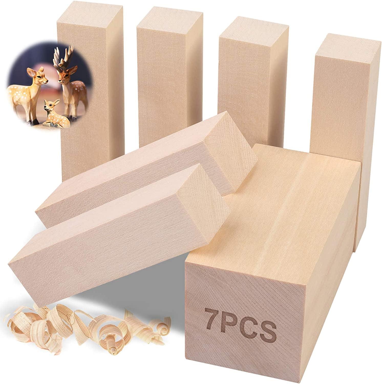 7Pcs Basswood Carving Blocks, Whittling Blocks for Craft, Carving Wood for Beginner to Expert WoodArtSupply