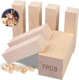 7Pcs Basswood Carving Blocks, Whittling Blocks for Craft, Carving Wood for Beginner to Expert WoodArtSupply