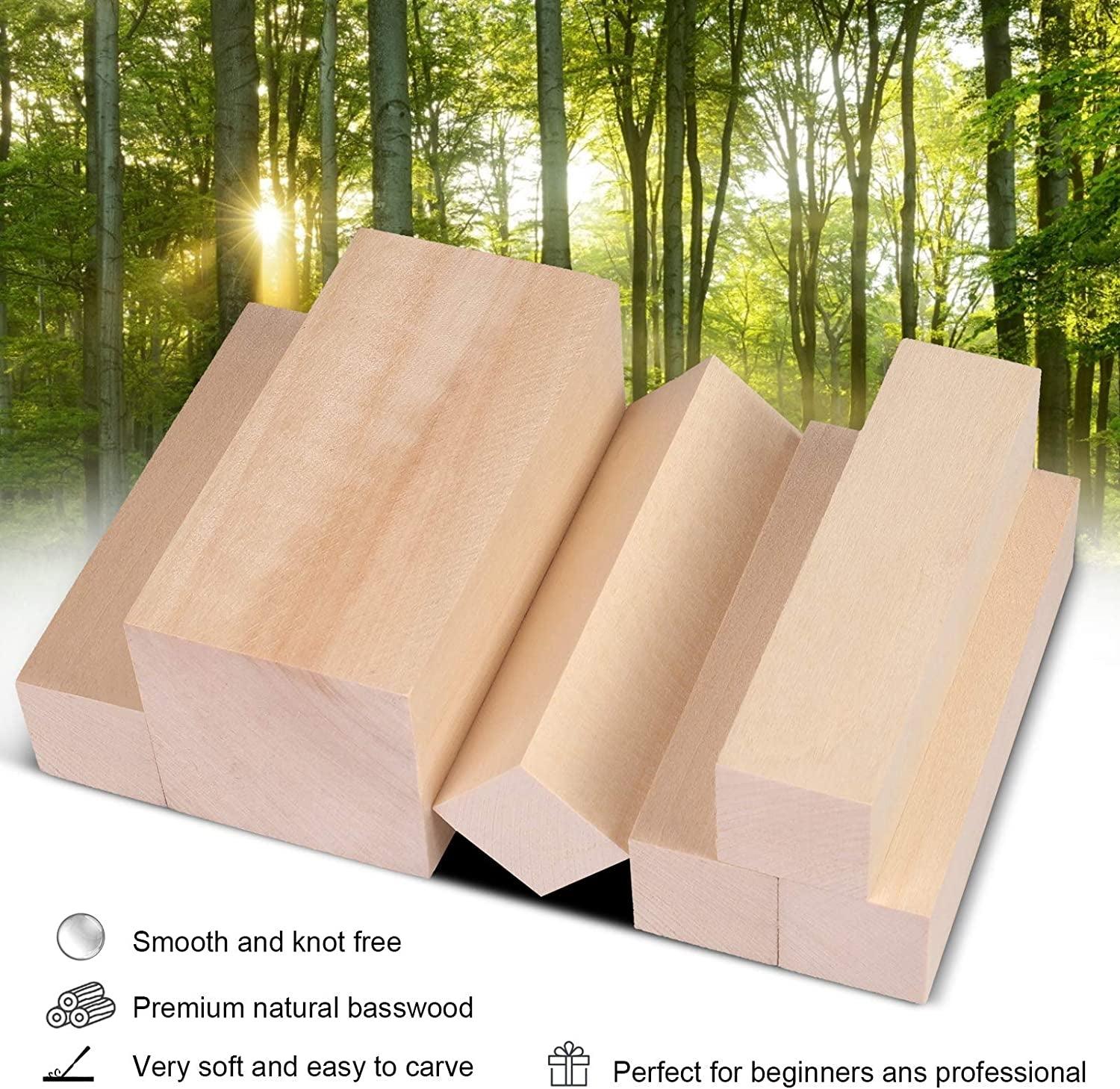7Pcs Basswood Carving Blocks, Whittling Blocks for Craft, Carving Wood for Beginner to Expert WoodArtSupply