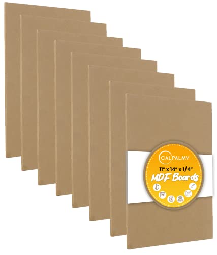 (8-Pack) CalPalmy 11” x 14” MDF Boards - 1/4” Thick Boards for Carpentry, Interior Design, Hobby Crafts, and More - with Smooth, Unfinished Sides and CALPALMY