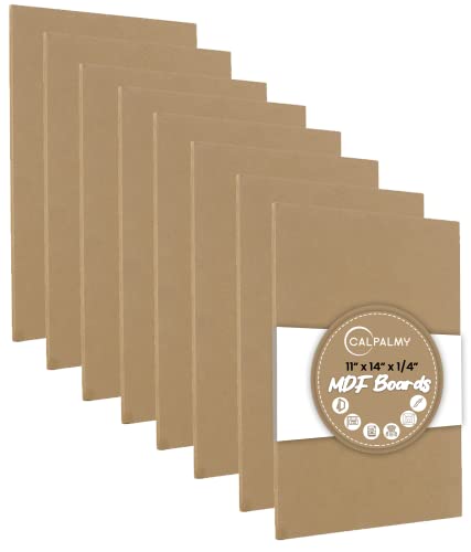 (8-Pack) CalPalmy 11” x 14” MDF Boards - 1/4” Thick Boards for Carpentry, Interior Design, Hobby Crafts, and More - with Smooth, Unfinished Sides and CALPALMY