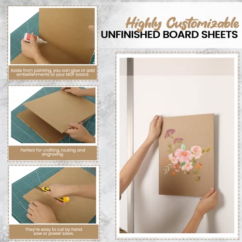 (8-Pack) CalPalmy 11” x 14” MDF Boards - 1/4” Thick Boards for Carpentry, Interior Design, Hobby Crafts, and More - with Smooth, Unfinished Sides and CALPALMY