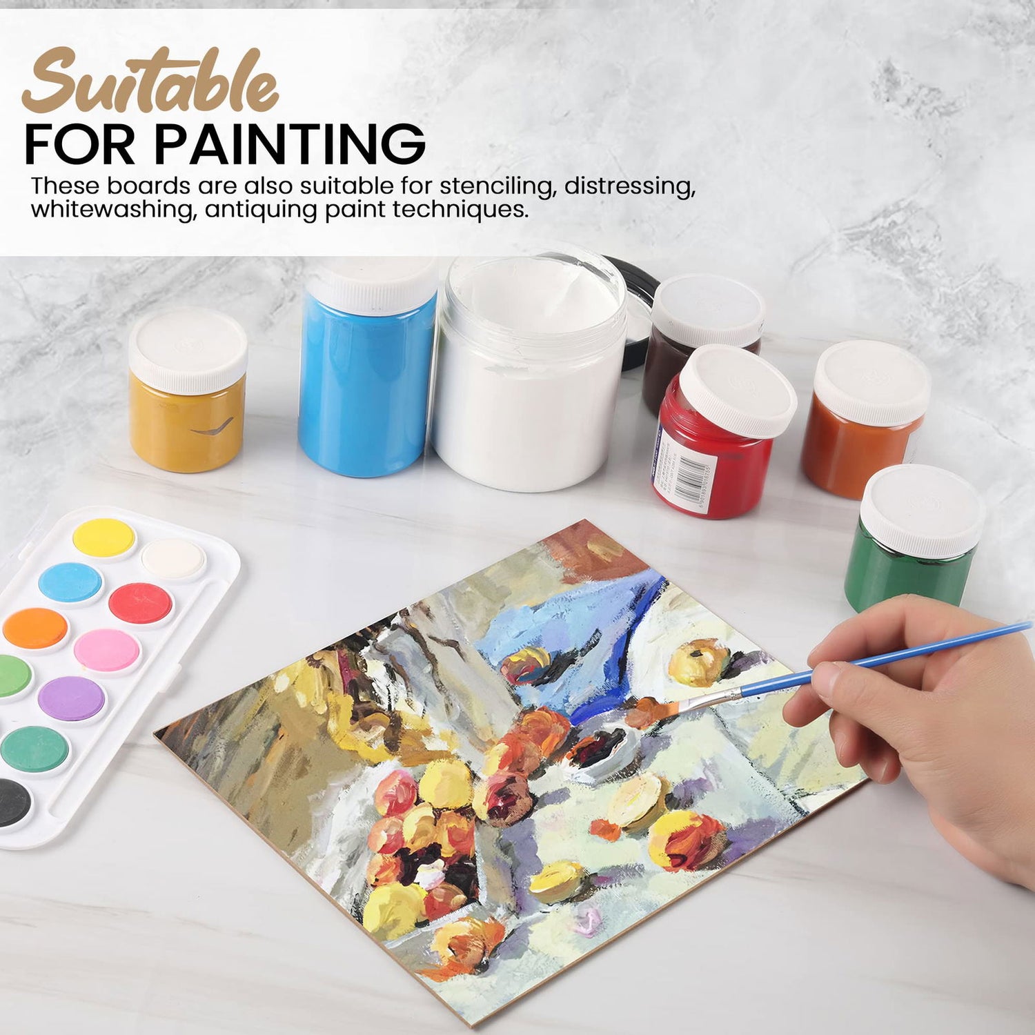 (8-Pack) CalPalmy 8” x 10” MDF Boards - 2mm Thick Boards for Carpentry, Interior Design, Hobby Crafts, and More - with Smooth, Unfinished Sides and CALPALMY