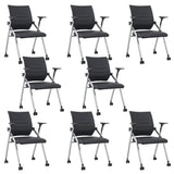 8 Pack Stackable Conference Room Chairs with Wheels and Paddle, Ergonomic PU Leather Back and Arms for Meeting,Conference,Reception,Training Room Home Office Desk Folding Chairs,Black UDHSV