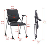 8 Pack Stackable Conference Room Chairs with Wheels and Paddle, Ergonomic PU Leather Back and Arms for Meeting,Conference,Reception,Training Room Home Office Desk Folding Chairs,Black UDHSV