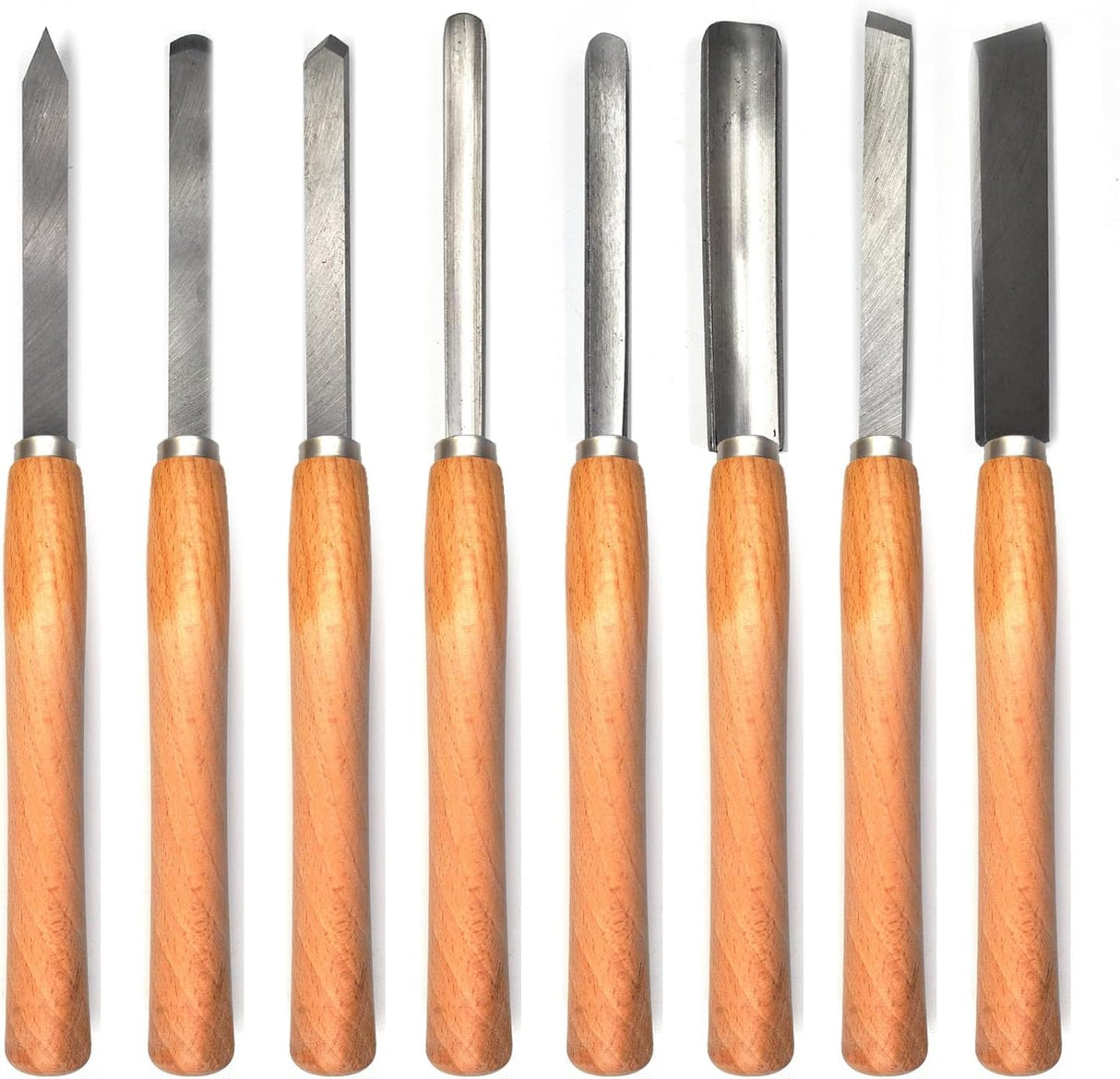 (8-Piece) Professional Wood Turning Chisel Lathe Chisel Set with 3 Gouge Tools, 2 Skew, 1 Spear Point, 1 Parting and 1 Round Nose For Wood Job FlixGrdy