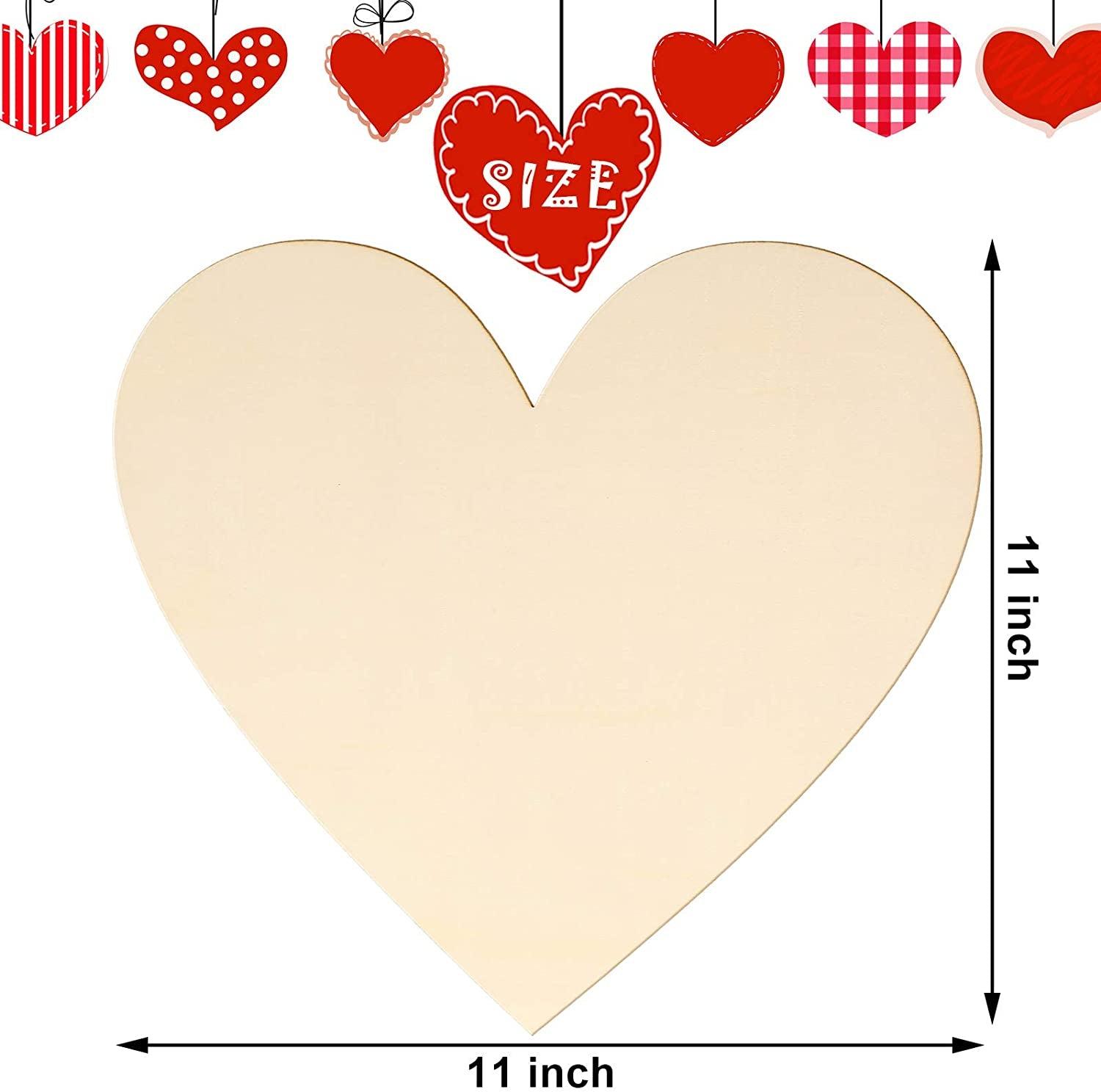 8 Pieces Wooden Hearts Cutouts Unfinished Blank Slice Valentine Hanging DIY Love Holiday 11 X 11 Inch - WoodArtSupply