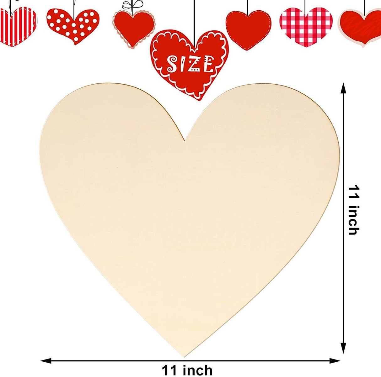 8 Pieces Wooden Hearts Cutouts Unfinished Blank Slice Valentine Hanging DIY Love Holiday 11 X 11 Inch WoodArtSupply