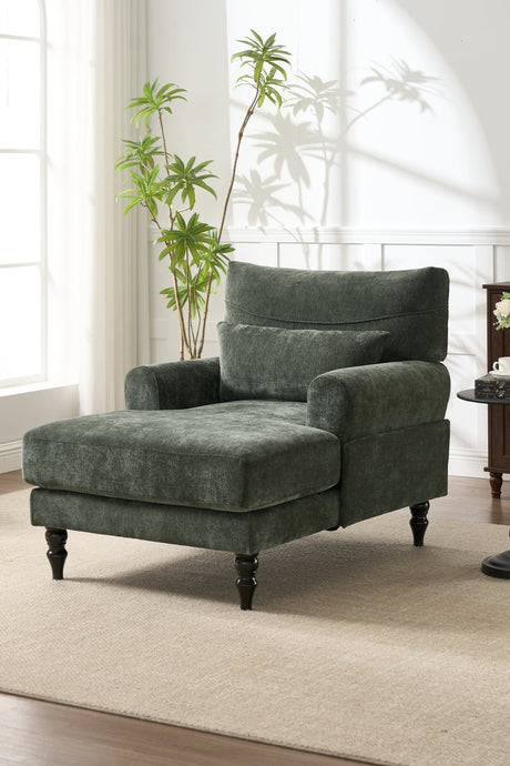 Modern Chaise Lounge Upholstered Sofa Recliner Chair in Green HouseOfZazla
