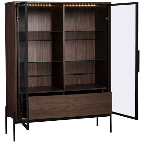 Modern Minimalist Style LED Curio Cabinet With Tempered Glass Door, Metal Legs HouseOfZazla
