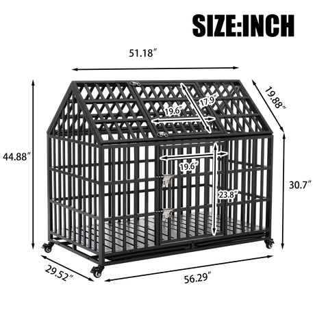 Heavy Duty Dog Crate Lockable Wheels HouseOfZazla