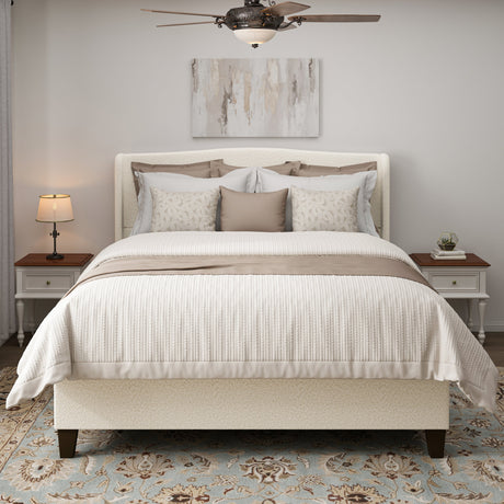 King Size Bed Frame with Upholstered Teddy Velvet Headboard HouseOfZazla