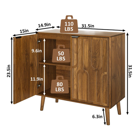 Farmhouse Style Sideboard Buffet Cabinet With Storage Bar Cabinet - Walnut HouseOfZazla