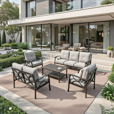 Patio Furniture Set with Coffee Table and Cushions for Backyard HouseOfZazla