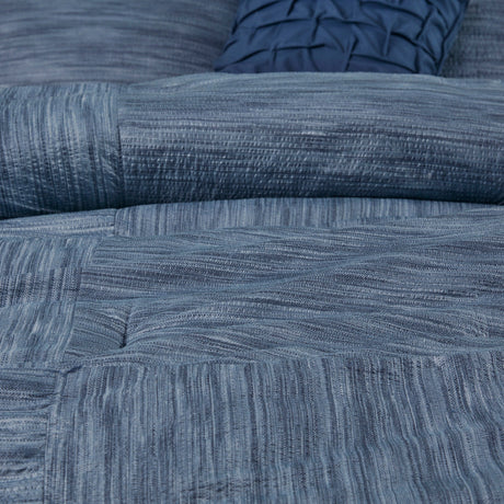 7 Piece Printed Seersucker Comforter Set Navy King HouseOfZazla
