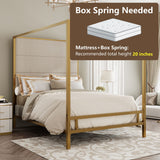 Canopy Bed With Tall Upholstered Headboard, 4 Poster Frame