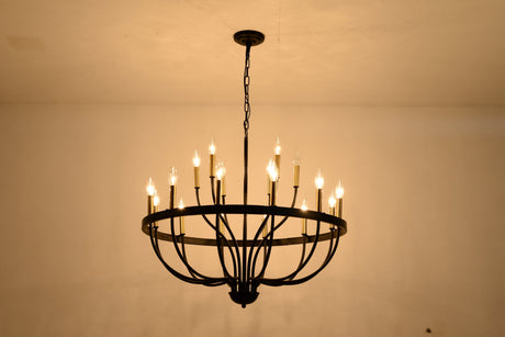 15-Light Industrial Iron Candle Chandelier Modern Farmhouse Pendant Light HouseOfZazla