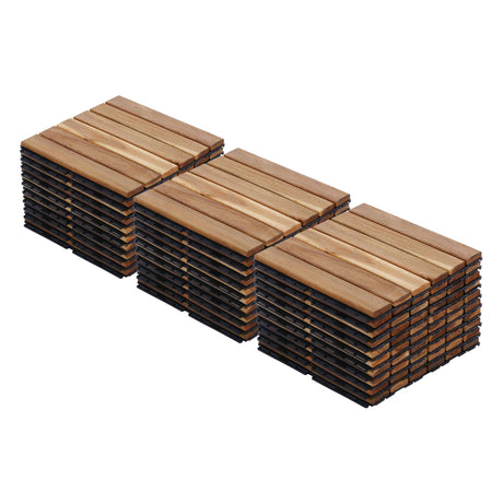 Interlocking Deck Tiles Striped Pattern Waterproof Brown HouseOfZazla