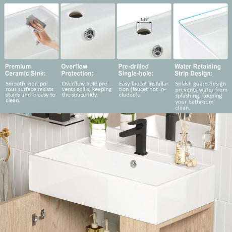 Bathroom Vanity, Combo Cabinet, Bathroom Storage Cabinet, Single Ceramic Sink HouseOfZazla