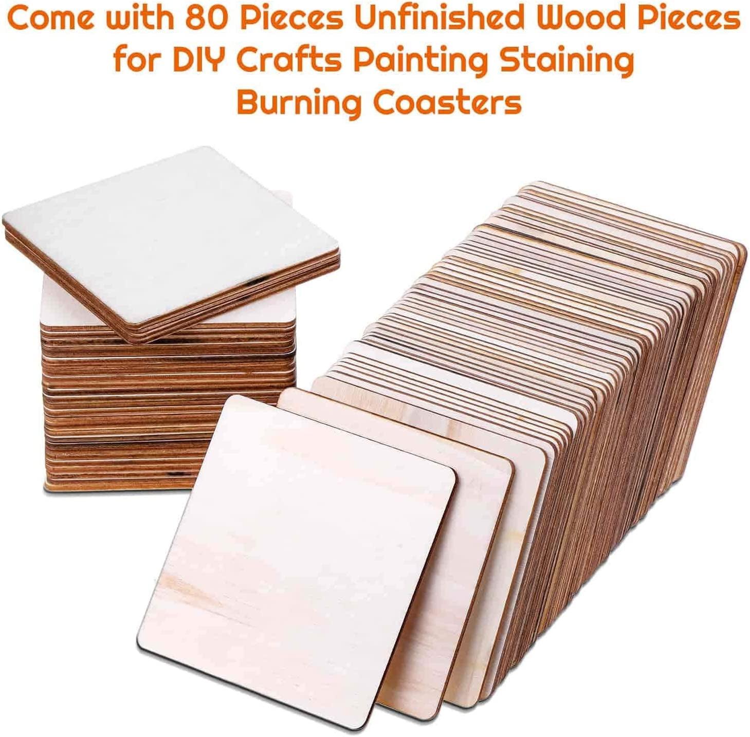 15-Pack Unfinished 3x3 Wood Squares for Crafts, Blank Wood Wooden Tiles for  Wood Burning, DIY Supplies, Coasters, Cutouts, Engraving