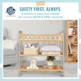 Dream On Me Emily Changing Table In Natural, Comes With 1" Changing Pad, Features Two Shelves, Portable Changing Station, Made Of Sustainable New Zealand Pinewood Dream On Me