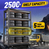 5-Tier Garage Shelving Heavy Duty, Adjustable Storage Shelves, 2500LBS Metal Garage Shelves,Storage Rack for Basement, Warehouse, Pantry, Easy Assembly, Black (wooden-72''H x 35.4''W x 15.7''D) ZZXCBB