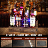 TIRYIUOU LED Lighted Bottle Display Shelf, 2 Pack Bar Shelf, Tabletop Wine Rack, Coffee Syrup Organizer, Home Bar Stand for Liquor Bottles, Mini Bar TIRYIUOU