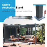 Aoodor 12 x 14 FT Outdoor Pergola with Retractable Shade Canopy, Dark Gray Matte Aluminum Frame, 2 Pieces Roller Shade Curtain, Grape Trellis Pergola for Patio Backyard and Deck - Gray Aoodor