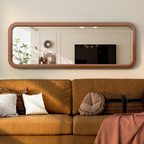 LVSOMT 63"×18” Wooden Full Length Mirror, Full Body Mirror, Standing Floor Mirror, Solid Wood Frame, Stand Up or Wall-Mounted, Dressing Mirror for Bedroom, Rustic Mirror, Walnut LVSOMT