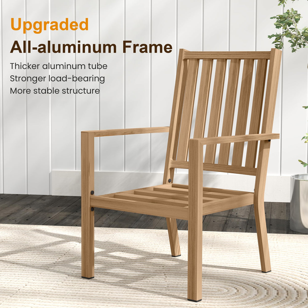 RoyalCraft Aluminum 6 Pieces Patio Dining Sets, Outdoor Dining Table with 4 Chairs and Bench, Outdoor Patio Dining Furniture Set with Removable Cushion for Lawn, Garden, Backyard, Brown RoyalCraft