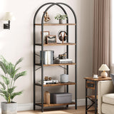 IDEALHOUSE Bookshelf Arched Bookcase 5 Tier Display Racks Tall Standing Bookshelves Modern Storage Rack Shelf Wood Book Shelf for Bedroom, Living Room, Home Office IDEALHOUSE