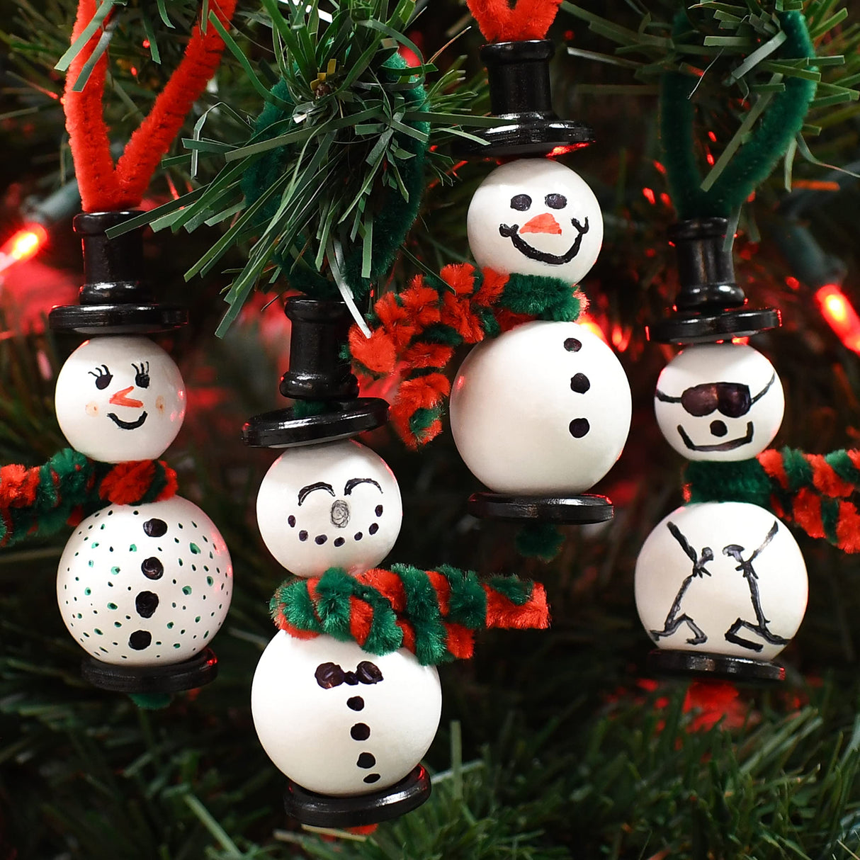 READY 2 LEARN Christmas Crafts | Create Your Own Bead Snowmen | Set of 4 | DIY Ornaments for Kids | Christmas Tree Decoration | All Materials Included READY 2 LEARN