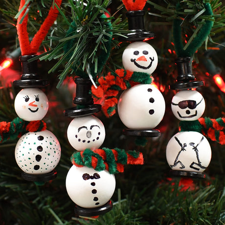 READY 2 LEARN Christmas Crafts | Create Your Own Bead Snowmen | Set of 4 | DIY Ornaments for Kids | Christmas Tree Decoration | All Materials Included READY 2 LEARN