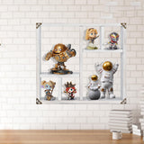 MITREL 17.7x15.7-Inch Shadow Box Display Shelf，6-Slot Rustic Floating Shelves，Larger Wood Trinket Shelf Freestanding Farmhouse Curio Shelf(6C-Rustic White) MITREL