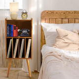 Wooden LP Record Player Stand, 3-Tier Turntable Stand Cabinet Holds up to 100 Albums, Metal Record Storage Holder and Organizer Table, Mid-Century Modern Record Player Holder for Living Room & Bedroom 2BHOME