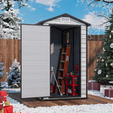 All-Weather Resin Shed with Window, Outdoor Plastic Garden Shed with Lockable Door and Vents, Outdoor Resin Storage Sheds for Tool, Bike, Backyard, Patio Reljofum
