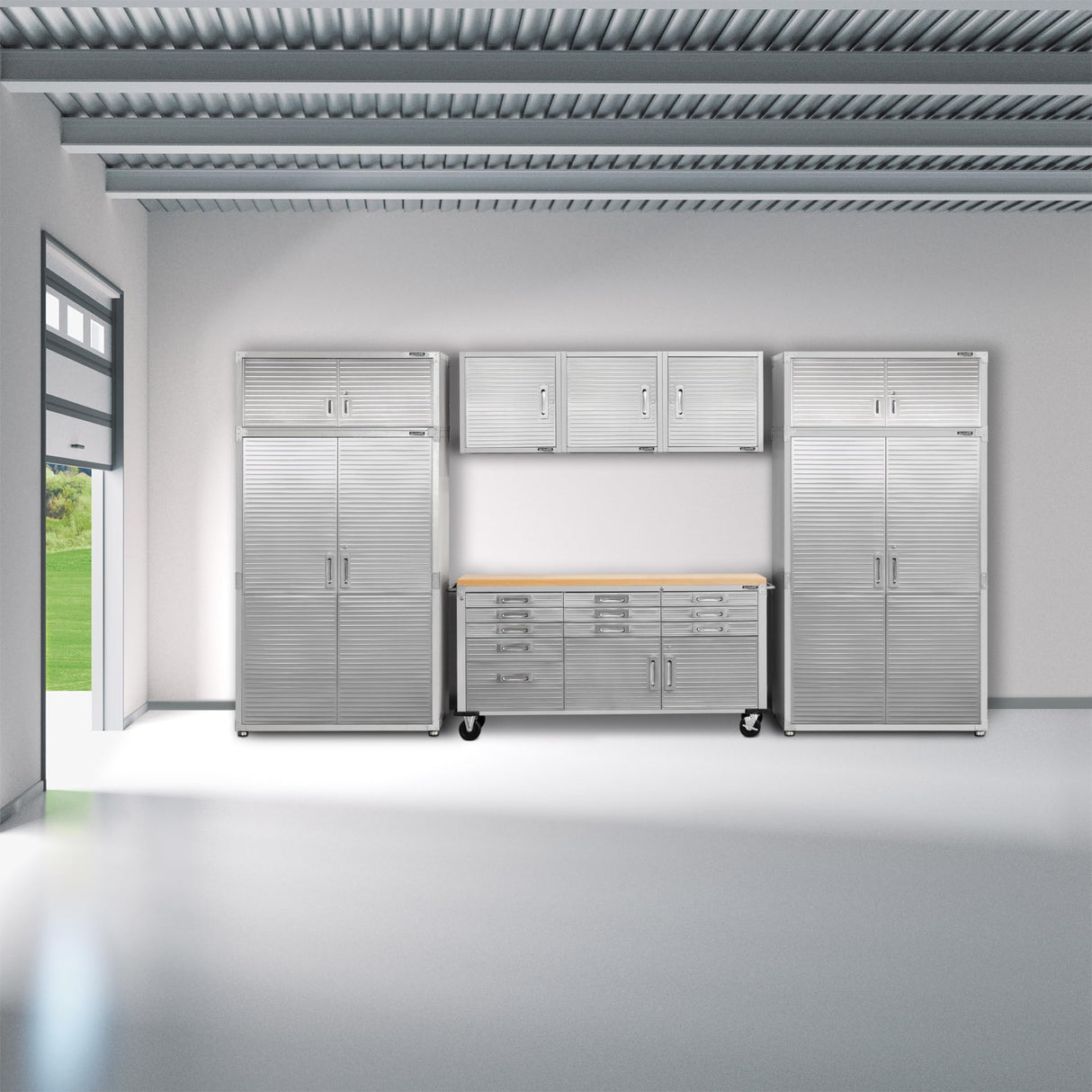 UltraHD® 8-Piece Storage Cabinet with Rolling Workbench Seville Classics