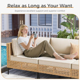 ABCASA Patio Furniture Set, 5-Piece Wicker Outdoor Patio Furniture Sets with Coffee Table,Boho Patio Conversation Set Sectional Sofa with All-Weather Cushions for Backyard,Porch,Beige ABCASA