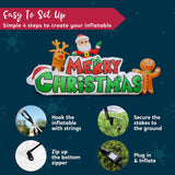 Joiedomi 9.5 FT Christmas Inflatable Merry Christmas Sign with Santa, Reindeer & Gingerman, LED Lit for Outdoor Yard Garden Lawn Winter Decor Joiedomi