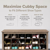 Prepac White Hall Bench with Storage and Seating: 24-Shoe Cubby Bench, Ideal White Shoe Rack for Entryway, Sized 15.5" D x 60" W x 20.25" H Prepac