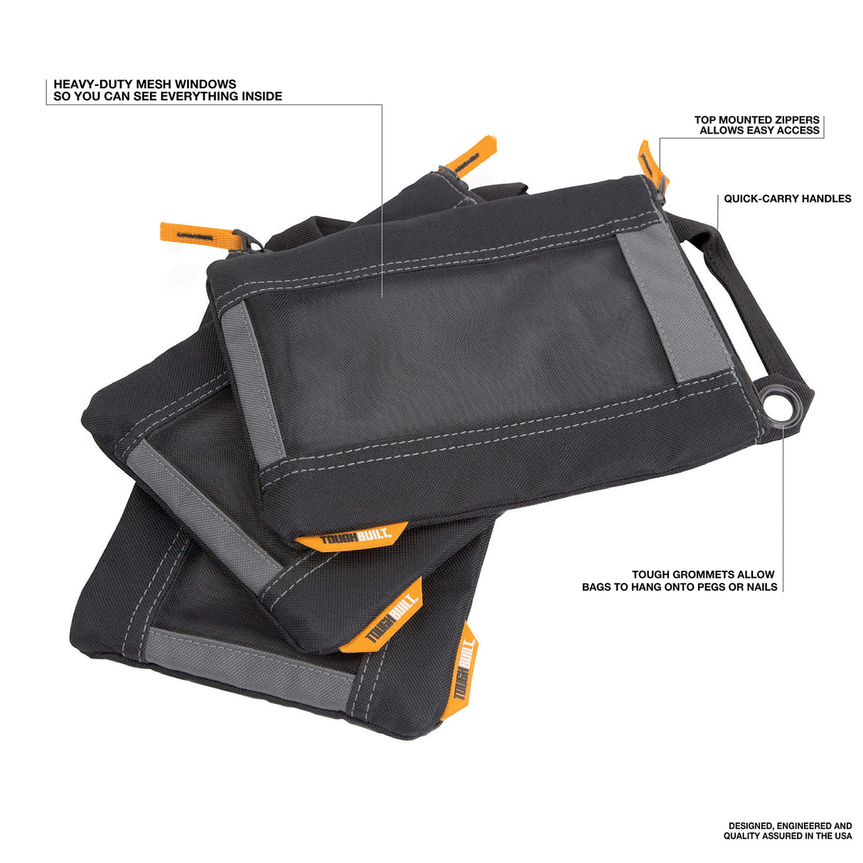ToughBuilt TOU-94-M-3 Fastener Bags (Pack of 3) ToughBuilt