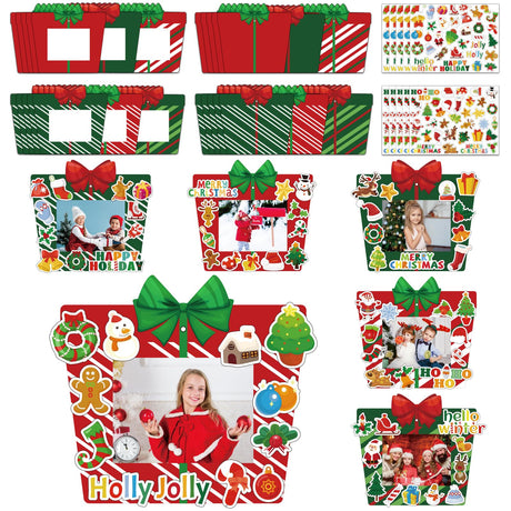 Kepeel 30 Packs Christmas DIY Picture Frames Craft Kit for Kids, Xmas Present Box Photo Frames Ornaments for Christmas Tree Party Decorations Favor Winter Art Gift Classroom School Home Activities Kepeel