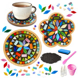 Nuyoach Diy Mosaic Craft Kit For Adults,Stained Glass Kits Mosaics Tiles For Crafts With Large Wooden Coaster Making Materials Package,Mosaic Ceramic Bulk Supplies For Women Kids Beginners Decor Gifts Nuyoach