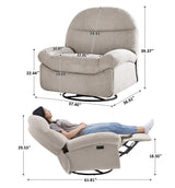 VANOMi Power Recliner Chair with USB & Type-C Charging, 270° Swivel Glider Rocker, Electric Nursery Recliner for Living Room, Bedroom, and Office, Light Gray VANOMi